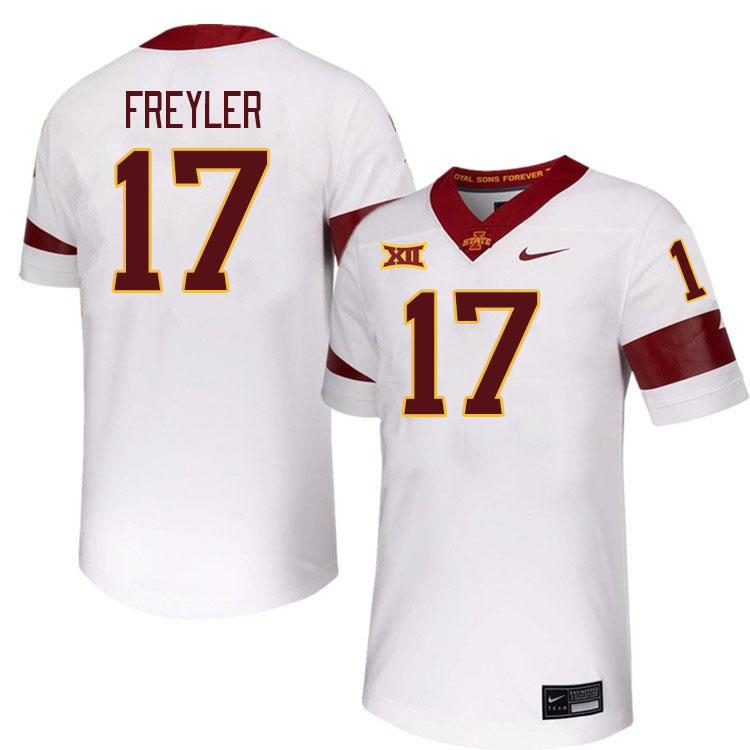 Men #17 Beau Freyler Iowa State Cyclones College Football Jerseys Stitched-White